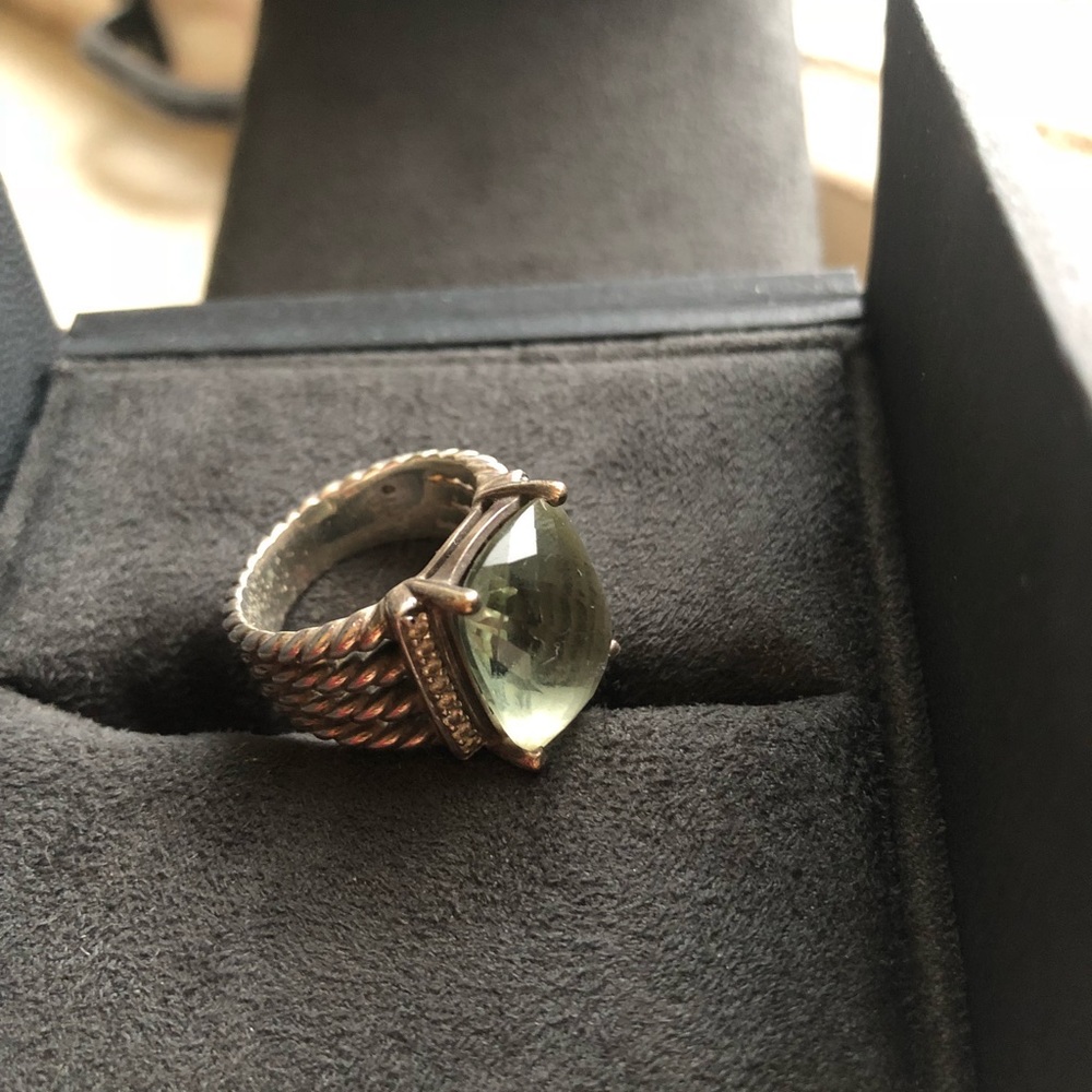 David Yurman Wheaton Ring w/ Prasiolite & Diamonds